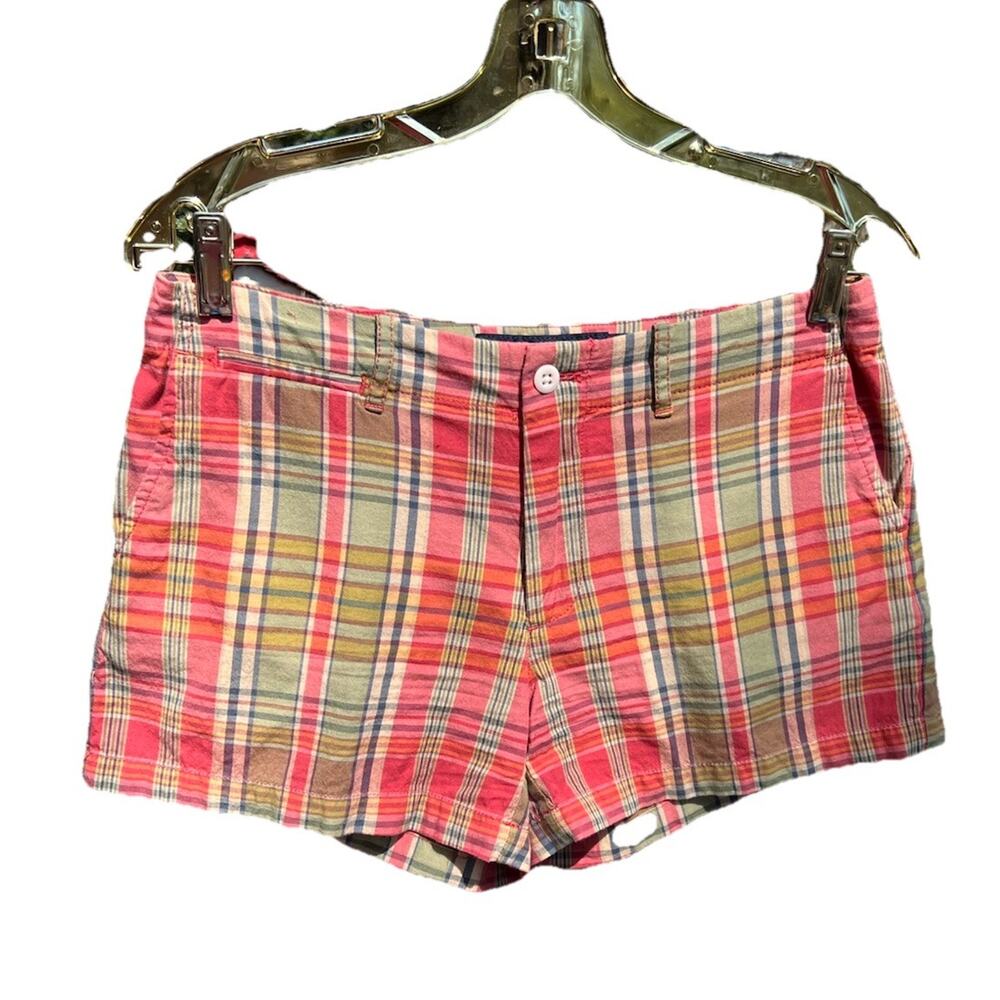 Polo Ralph Lauren Womens 4 Rust Plaid Shorts Chino Classic Fit Preppy Y2K Pony